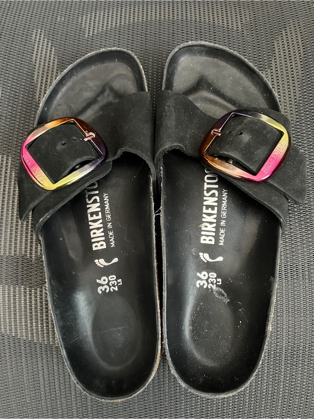Birkenstock Madrid Big Buckle Rainbow Iridescent Buckle EU size 36 Rare & HTF!